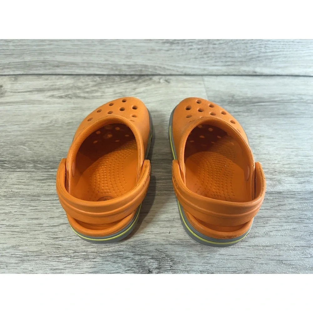 Crocs Crocband II‎ Clogs Kids Orange Rubber Slip-On Lightweight Comfort C4 C5